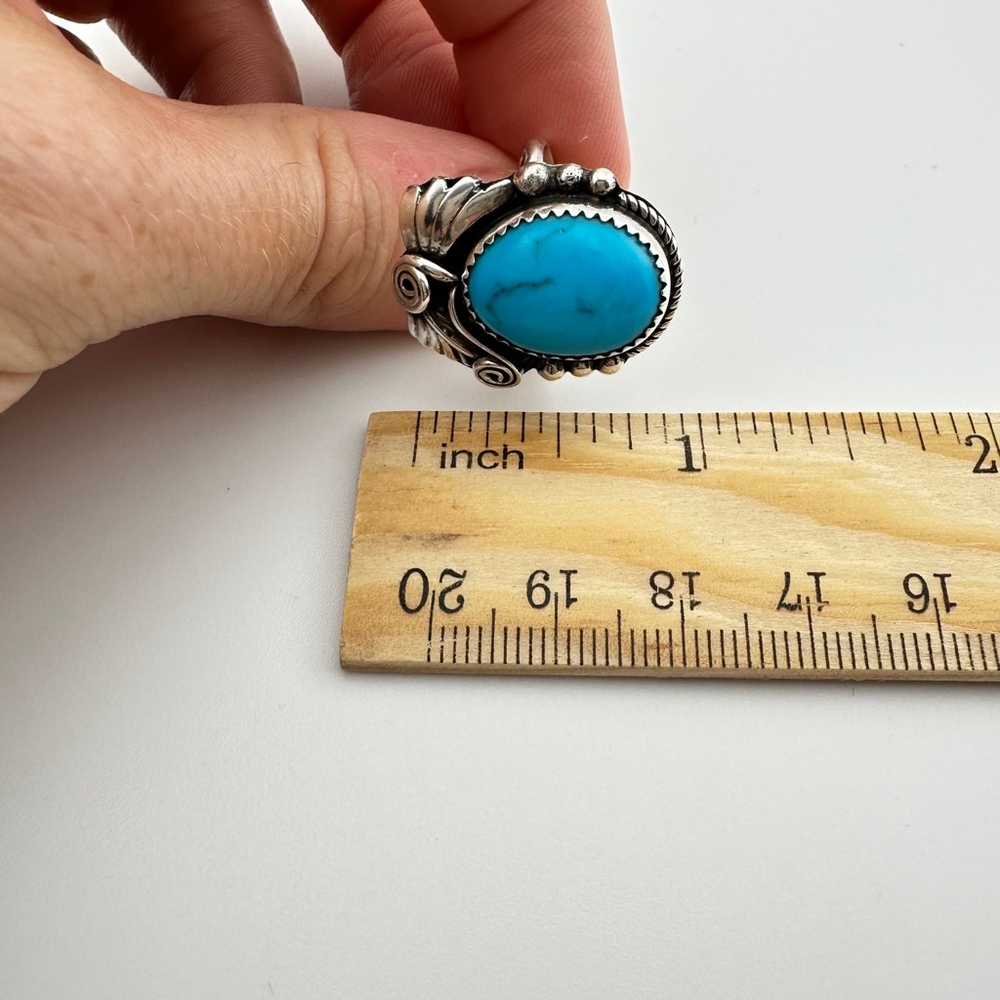 Southwestern Turquoise 925 Sterling Silver Ring Size 5.5 - Picture 5 of 8